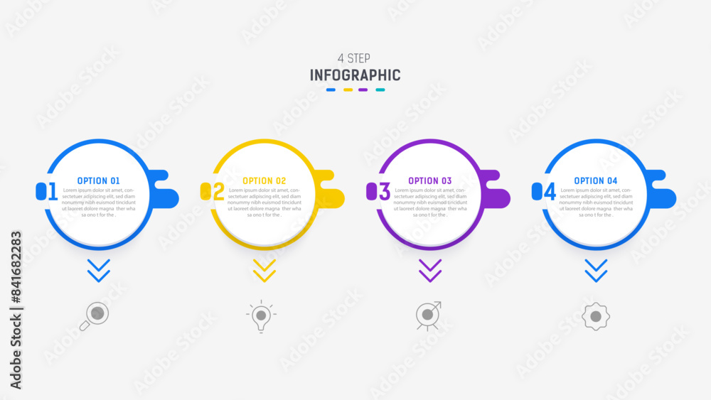 Three Step Infographic label design Vector template with line icons ...