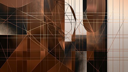 Poster - A contemporary abstract artwork featuring a grid pattern with intersecting lines and brown hues