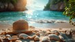 © Maxim Borbut - Beach in tropical climate with sunbathing accessories, summer holiday background