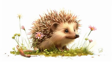Poster - hedgehog and apple