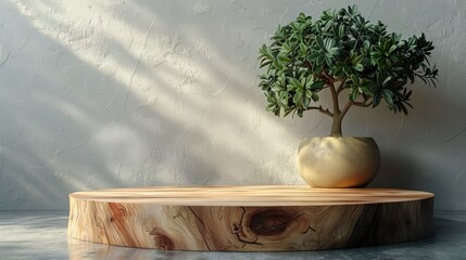 Wall Mural - The podium is made of a single piece of wood, and it has a natural, unfinished look. 