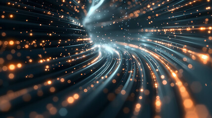 Wallpaper or background of digital data and flow of information, representing big technology or digital transformation concept, global cyber network connection