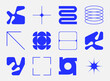 © Anastasia - Set of neomodern geometric shapes. Brutalism, futuristic, memphis pattern background. Collection of blue brutalism, geometric abstract shapes. Modern design for cards, invitation, branding, banner