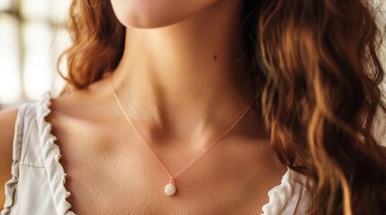 elegant woman modeling pendant necklace beauty jewelry product mockup