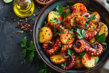 Wall Mural - Octopus Salad with Potatoes and Parsley