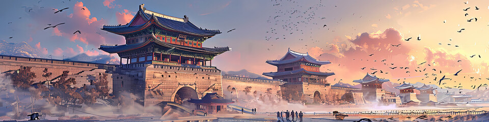 Wall Mural - Fortress of Tranquility - Hwaseong Fortress