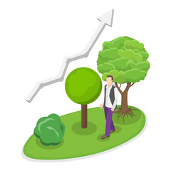 Wall Mural - 3D Isometric Flat Illustration of Sustainable Energy, Green Sustainable Environment. Item 3