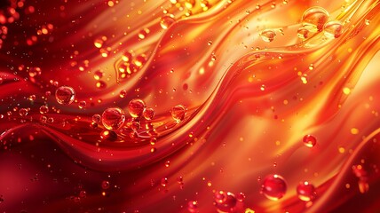 Dynamic orange liquid waves with swirling patterns and bubbles