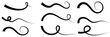 © Micro Pixel Market - Swoosh and swash, swish vector line icon, black underline set, hand drawn swirl and curly text elements. Doodle retro collection isolated on white background.