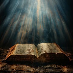 Illuminated Open Bible: Divine Communication in Ethereal Light