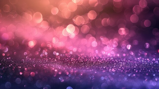 Vibrant abstract bokeh background with purple and pink light spots creating a dreamy and sparkling effect, perfect for festive or artistic designs.