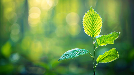 Wall Mural - Nature background - close up photography of green plant growing in the forest