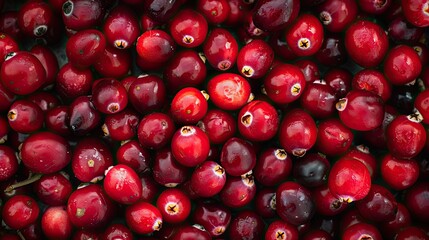Canvas Print - Cranberries are tart, red berries often used in juices and sauces.  