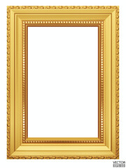 Wall Mural - Realistic Golden vintage frame isolated on white background.  Rectangle frames mockup. Classic Photo wooden frame. Gold border for painting, poster, and photo gallery. 3d vector illustration.