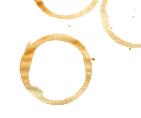 Wall Mural - Coffee cup stains isolated on white, top view