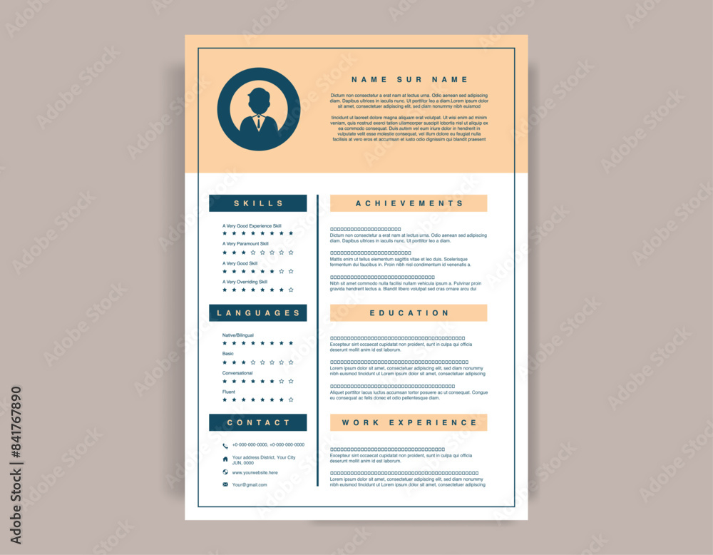 Professional CV Resume template design. Letterhead, Cover letter ...