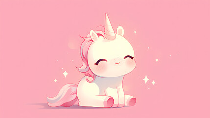 Wall Mural - cool and cute unicorn pose with a happy smile on a simple background