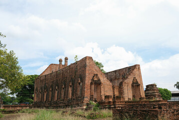 Wall Mural - The ruined old settlement of chapel at Wat Khudeedao ancient at Ayutthaya province.