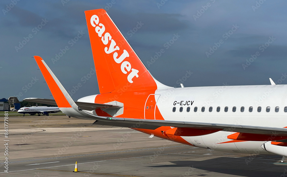 EasyJet Airbus A320 Aircraft Tail and Winglet Stock Photo | Adobe Stock