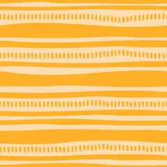 Wall Mural - Orange hand drawn wavy lines seamless pattern