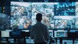 © songwut - A high-tech control room monitoring waste management operations across a city, featuring large screens and advanced analytics tools, emphasizing data-driven efficiency.