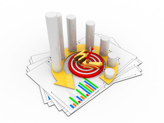 Sticker - 3d rendering Stock market online business concept. business Graph with indian rupee sign