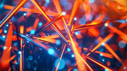 Abstract background featuring geometric shapes in orange and blue neon, representing marketing, and human resources themes, with a touch of Christmas vibes and cable elements.