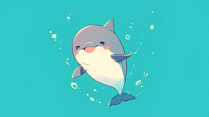 Wall Mural - cute dolphin jumping simple background
