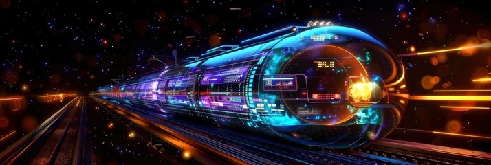 Wall Mural -  Futuristic transportation system with digital readouts