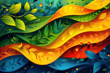 An abstract Brazilian illustration with vibrant colors, suitable for cultural events, festivities, and design projects.