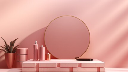 Wall Mural - Abstract Geometric Podium for Product Display - Modern Minimalistic Design in 3D Render