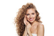 © artmim - Nice fashion model with frizzy hair, natural makeup and healthy clean skin posing on white background. Skincare, haircare and cosmetology concept