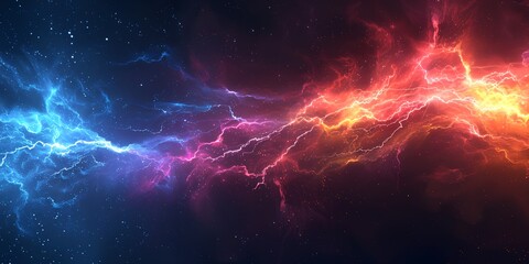 Wall Mural - colorful background with a lot of lightnings and stars in the sky