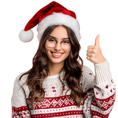 Wall Mural - woman in santa hat with christmas gift