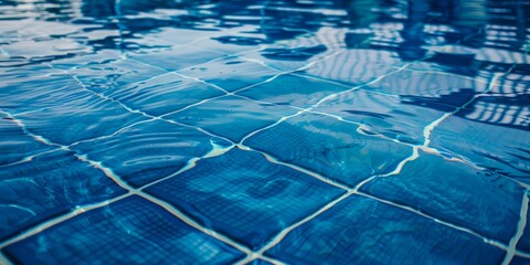 Wall Mural - a pool with a blue tile floor and water reflecting off the tiles and the water is very blue and clear