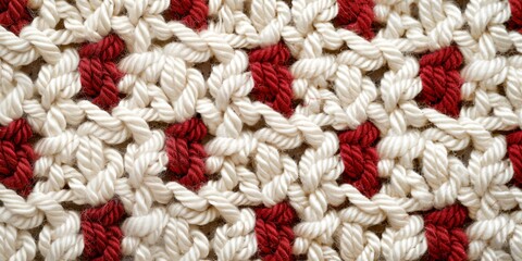 Wall Mural - a close up of a crochet pattern with red and white squares