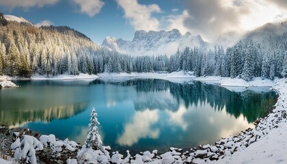 Wall Mural - lake in the winter