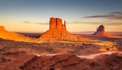 Wall Mural - monument valley illuminated in sunset in american southwest