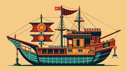 Wall Mural - ship on the river