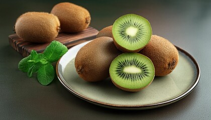 Wall Mural - kiwi fruit on a plate