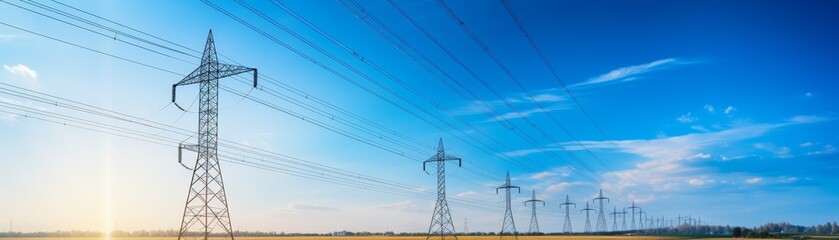 Power lines on high tension electric pole