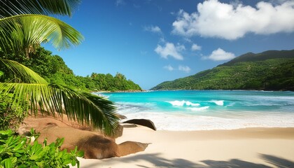 Wall Mural - tropical beach baie lazare at island mahe seychelles