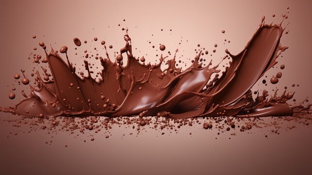 Indulgent Chocolate Splash Abstract Background - 3D Rendering with Clipping Path | Stock Illustration