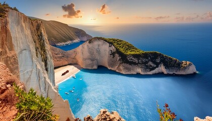 Wall Mural - navagio beach the most famous natural landmark of zakynthos greece