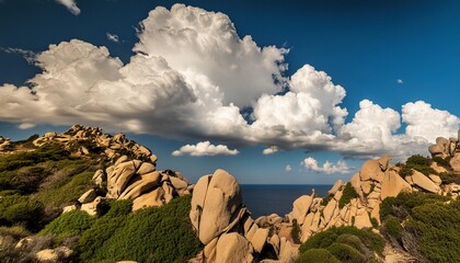 Wall Mural - white clouds and blue sky in sardinia