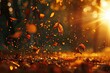 © AI Farm - Autumn forest with leaves falling and a warm sunset background