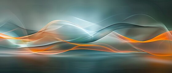 Wall Mural - Abstract wave pattern with flowing gradients of orange and teal on a blurred background, evoking a sense of motion and fluidity.