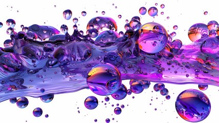 Wall Mural - Abstract Purple Liquid With Bubbles And White Background