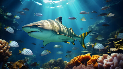 Wall Mural - shark in the ocean