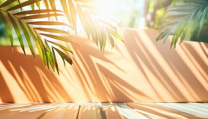 Wall Mural - abstract blur of tropical leaves pattern background luxury palm leaf design with shadow nature concepts